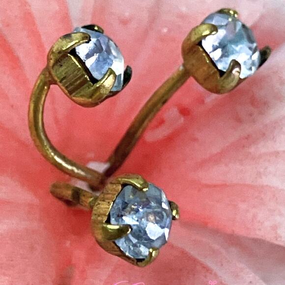 Vintage Austrian Lucite Floral Clip On Earrings 1950s Rhinestone Mid Century - Picture 7 of 11